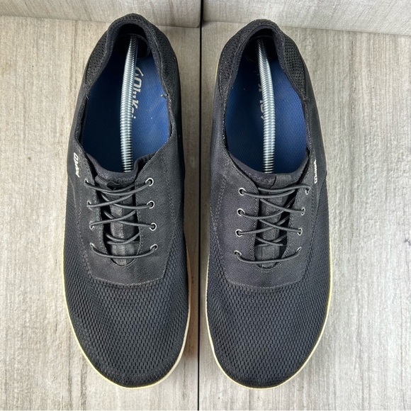 OluKai Nohea Moku Black Slip On Lace Up Collapseable Heel Sneaker Mens Size 13 - Picture 6 of 10